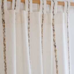 Inaaya Linen Striped Curtain, Semi Blackout Natural Custom Curtain Panel, Cotton For Livingroom, 1Pc - thumbnail 3