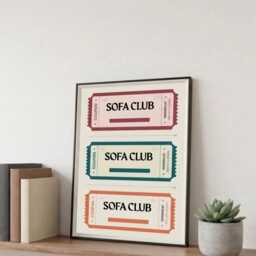 Retro Sofa Club Ticket Print - Minimalist Framed Wall Art - thumbnail 2