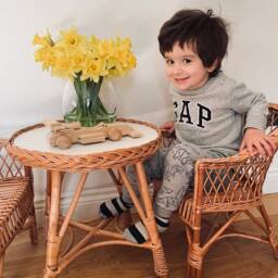 Wicker Table & Chair Set, Rattan Chair, Kids Wicker White - thumbnail 2