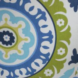 Suzani Pillow Cover - Indigo, Lime & Aqua Cotton Toss - thumbnail 3