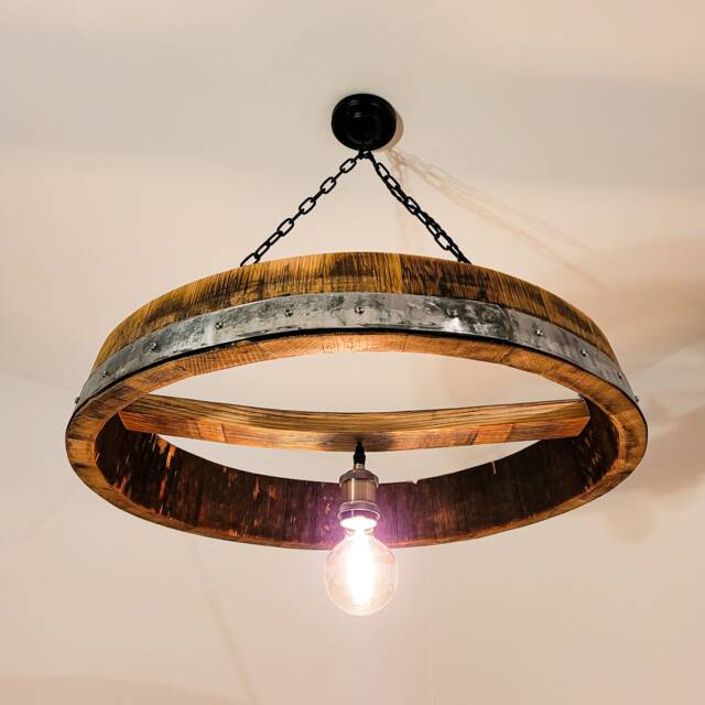 Whisky Barrel Pendant Lamp Rustic Charm Meets Modern Decor - Unique Ceiling Chandelier For Kitchen