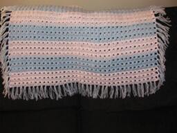 Crochet Baby Blanket ~ Blue & Pink - thumbnail 1