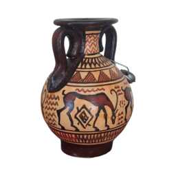 Miniature Geometric Greek Amphora With Antelope Motif Handpainted Pottery Vase - thumbnail 2