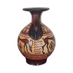 Miniature Geometric Greek Amphora With Antelope Motif Handpainted Pottery Vase - thumbnail 3