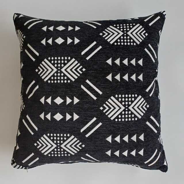 Moroccan Velvet Cushion Cover, Handmade Brocade Black Pillow Case, Decorative 20''x20''/50x50 cm - image 1