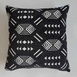 Moroccan Velvet Cushion Cover, Handmade Brocade Black Pillow Case, Decorative 20''x20''/50x50 cm - thumbnail 1