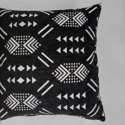 Moroccan Velvet Cushion Cover, Handmade Brocade Black Pillow Case, Decorative 20''x20''/50x50 cm - thumbnail 2