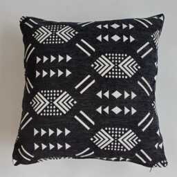 Moroccan Velvet Cushion Cover, Handmade Brocade Black Pillow Case, Decorative 20''x20''/50x50 cm - thumbnail 4