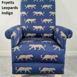 Handcrafted Safari Fabric Adult Armchair Nursery Accent Chair Lions Giraffes Nursing Bedroom Blue - thumbnail 4