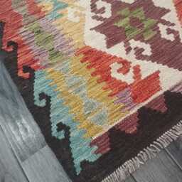 Multicolour Wool Runner, Handmade Artisan Afghan Turkish Persian Qashqai Moroccan Navajo Flatweave, Natural Kilim Rug 259x80 cm - thumbnail 4