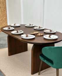 Handmade Chunky Pine & Bespoke Rustic Oval Dining Table With Slab Legs - thumbnail 1