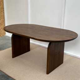 Handmade Chunky Pine & Bespoke Rustic Oval Dining Table With Slab Legs - thumbnail 3