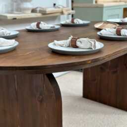 Handmade Chunky Pine & Bespoke Rustic Oval Dining Table With Slab Legs - thumbnail 2