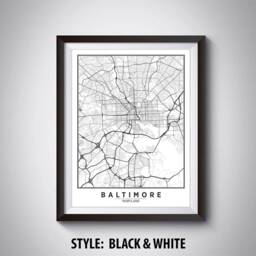 Baltimore Map Art Print Maryland Travel Poster, Office Wall Decor - thumbnail 2