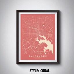 Baltimore Map Art Print Maryland Travel Poster, Office Wall Decor - thumbnail 3