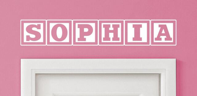 Sophia Baby Block Name Bedroom Closet Door - 30 Inch Wide Wall Vinyl Decal Decorative Art
