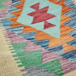 Classic Runner Rug, Handmade Artisan Afghan Turkish Scandinavian Navajo Bohemian Wool Flatweave Multicolour Kilim Rug 195x60 cm - thumbnail 4