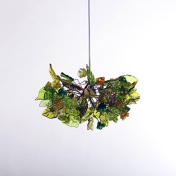 Ceiling Light Fixture With Green Flowers & Leaves - Pendant Light For Rooms, Bedroom, Bathroom - thumbnail 2