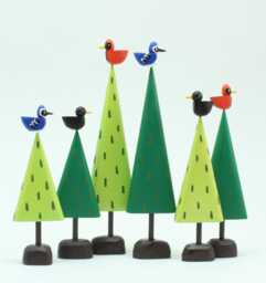Single Wood Trees - Christmas Putz Tiny Forest Build A Woodland Scene Pine Folk Art Decoration