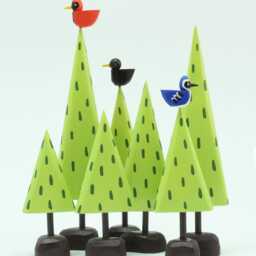 Single Wood Trees - Christmas Putz Tiny Forest Build A Woodland Scene Pine Folk Art Decoration - thumbnail 3