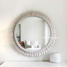 Handmade Macrame Mirror - Wall Decor Housewarming & Mother's Day Gift Bohemian Home Boho Express Shipping - 1-3 Days - thumbnail 2