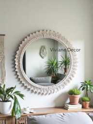 Handmade Macrame Mirror - Wall Decor Housewarming & Mother's Day Gift Bohemian Home Boho Express Shipping - 1-3 Days