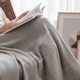 Scandinavian Double Woven Cotton Blanket - Nordic Home Decor Throw, Soft Sofa & Bed Layering Blanket, Minimalist Hygge Gift - thumbnail 3