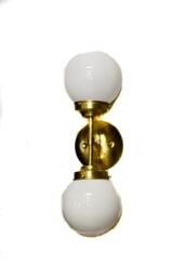 Mid Century Modern Double Glass Globe Wall Sconce/Ceiling Mount Light Fixture - Brass Or Chrome White Clear Globes