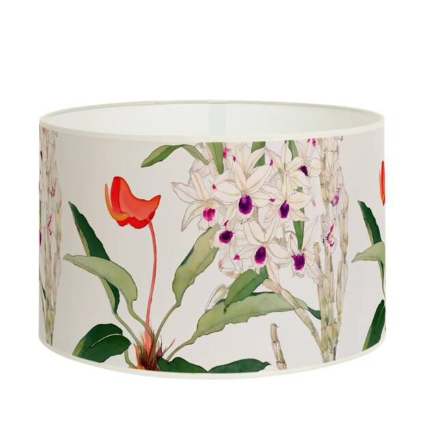Botanical Lampshade, Floral Illustration Of Orchids & Anthuriums, Contemporary Nature Design, Available in Lampshade Pendant - image 1