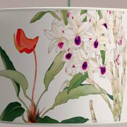 Botanical Lampshade, Floral Illustration Of Orchids & Anthuriums, Contemporary Nature Design, Available in Lampshade Pendant - thumbnail 3