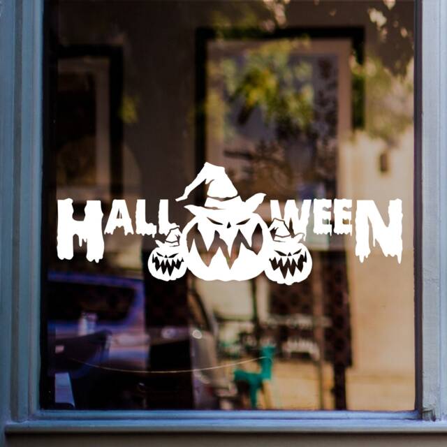 Happy Halloween Shop Window Sticker Pumpkins Decal Retail Store Front Display Vinyl - image 1