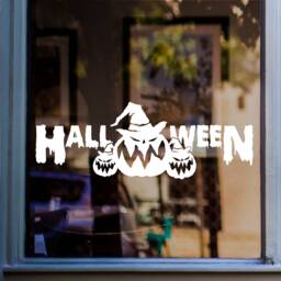 Happy Halloween Shop Window Sticker Pumpkins Decal Retail Store Front Display Vinyl - thumbnail 1