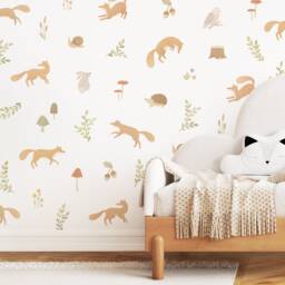 Woodland Animal Wall Decals - Removable, Reusable Stickers Nursery Decor, Fox Decals, Forest Kids Room Decor - thumbnail 1
