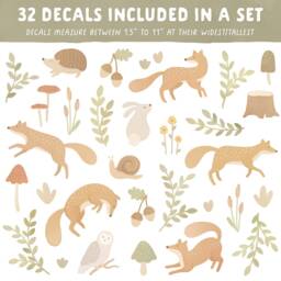 Woodland Animal Wall Decals - Removable, Reusable Stickers Nursery Decor, Fox Decals, Forest Kids Room Decor - thumbnail 2