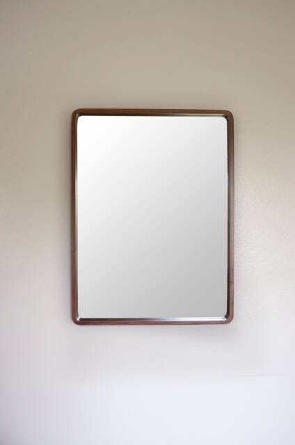 Modern Walnut Mirror - Rounded Corners Deep Wooden Ready To Ship - image 1