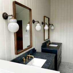 Modern Walnut Mirror - Rounded Corners Deep Wooden Ready To Ship - thumbnail 4
