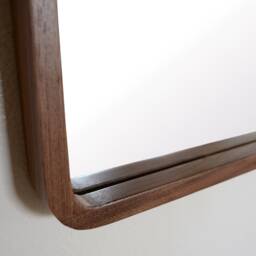 Modern Walnut Mirror - Rounded Corners Deep Wooden Ready To Ship - thumbnail 3