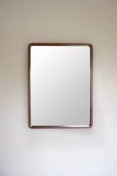 Modern Walnut Mirror - Rounded Corners Deep Wooden Ready To Ship - thumbnail 1