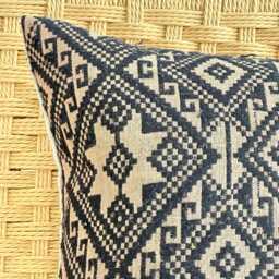 Black Neutral Tribal Hemp Hand Woven Natural Dye Color Lumbar Pillow Cover - Stains - thumbnail 4