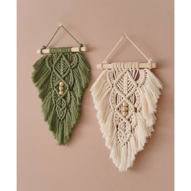 Boho Macrame Leaf, Rustic Farmhouse, Woven Tapestry, Minimalist Decor, Feather Wall Art, Modern Macrame, Gift For The Home L32 - image 1