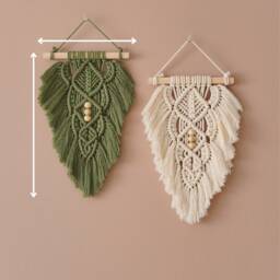 Boho Macrame Leaf, Rustic Farmhouse, Woven Tapestry, Minimalist Decor, Feather Wall Art, Modern Macrame, Gift For The Home L32 - thumbnail 3