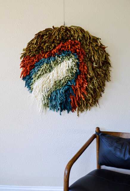 Circular Wall Art - Fireplace Textured Fiber Art - image 1