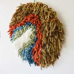 Circular Wall Art - Fireplace Textured Fiber Art - thumbnail 3