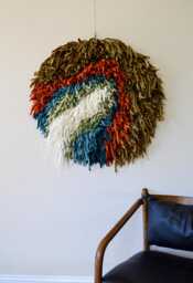 Circular Wall Art - Fireplace Textured Fiber Art - thumbnail 1