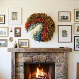 Circular Wall Art - Fireplace Textured Fiber Art - thumbnail 2