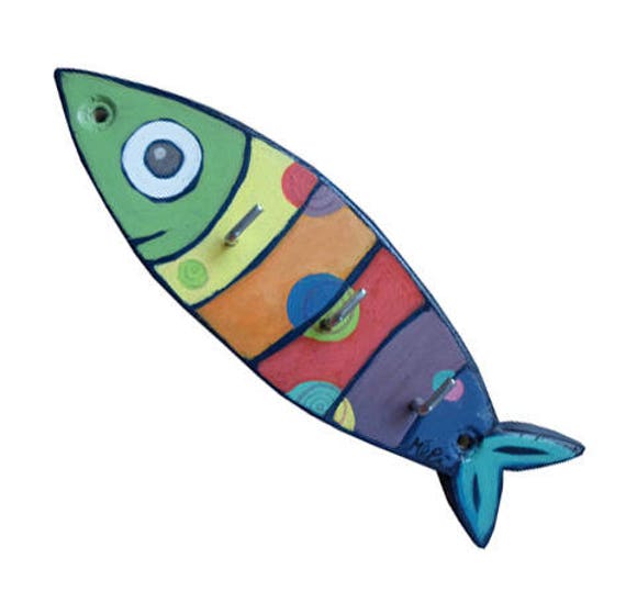 Wooden Rainbow Sardine Key Hanger Or Tea Towel - image 1