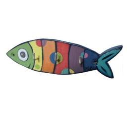 Wooden Rainbow Sardine Key Hanger Or Tea Towel - thumbnail 2