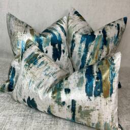 Teal Abstract Cushion Cover - Velvet-Touch Polyester Wish Lagoon Designer Fabric Handmade Pillow in All Sizes Sofa Or Bed Accent