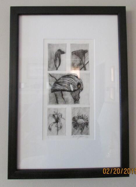 Wall Hanging, Art, Picture, Print, Etching Of Flowers Print Framed & Matted - image 1