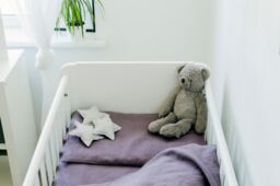 Organic Purple Linen Bedding Set Fitted Sheet, Duvet Cover, Pillowcase, For Baybies, Toddlers, Kids - thumbnail 1